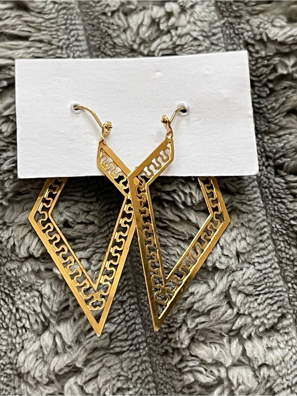 Gold Coloured Geometric V-Shaped Drop Earrings - Women Jewelry